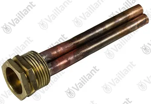 Röhrenfühler von Vaillant mit zwei Kupferrohren und einem Gewindeanschluss für die Installation in Heizsystemen.
